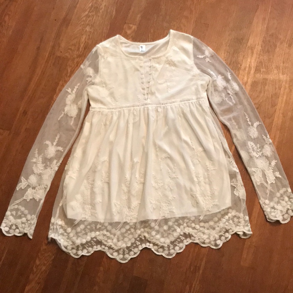 YI-SHOW; Blouse, Lace, Cream